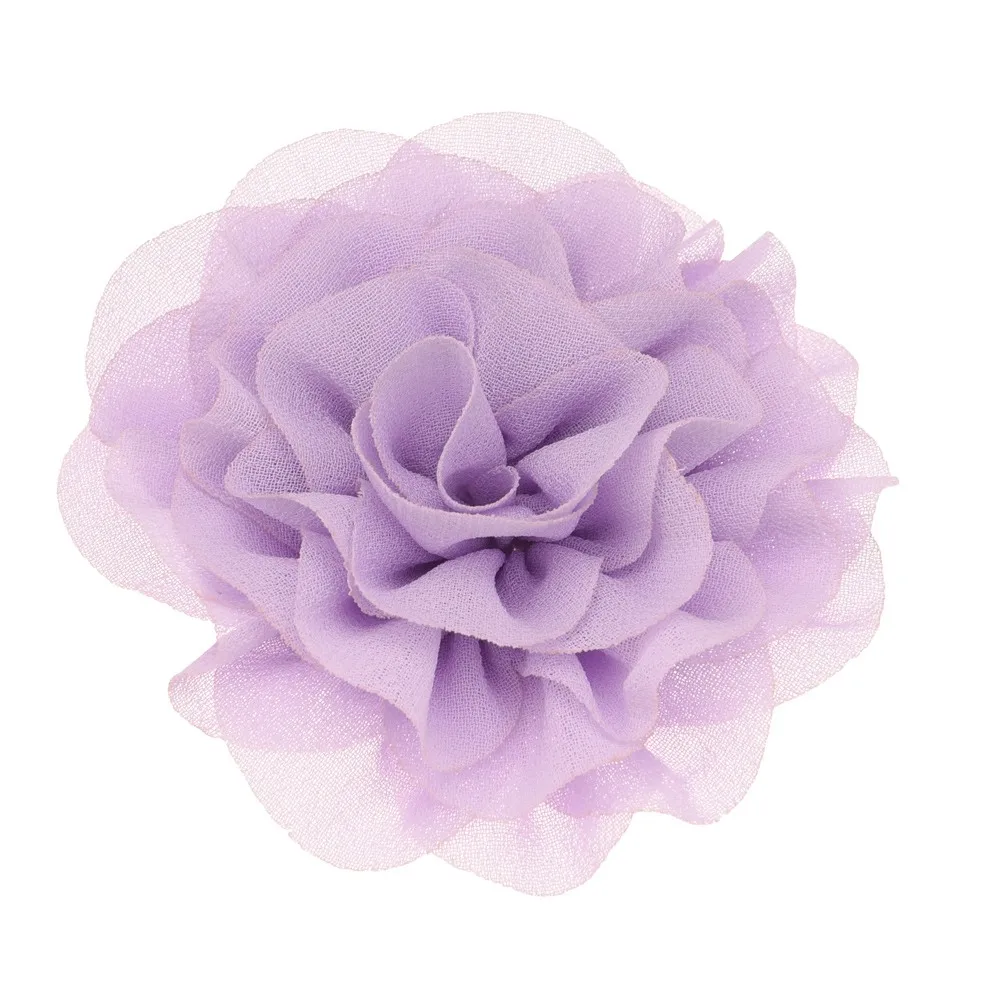 5 шт. 7 см шифоновые цветы оборки волосы цветок аксессуары для волос DIY цветок аксессуар свадебное украшение цветок без бантики заколки для волос - Цвет: Lavender