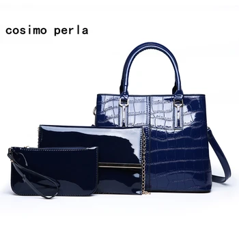 

Alligator Pattern Patent Leather Women Bag Set 3 pieces Purse Handbags Female Crossbody Shoulder Bags OL Luxury Brand sac a main