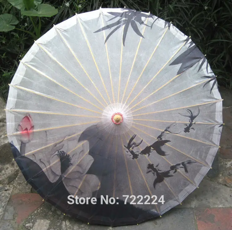 

Dia 84CM chinese handmade umbrella ancient classical waterproof sunshade decoration ink painting lotus oiled paper umbrella