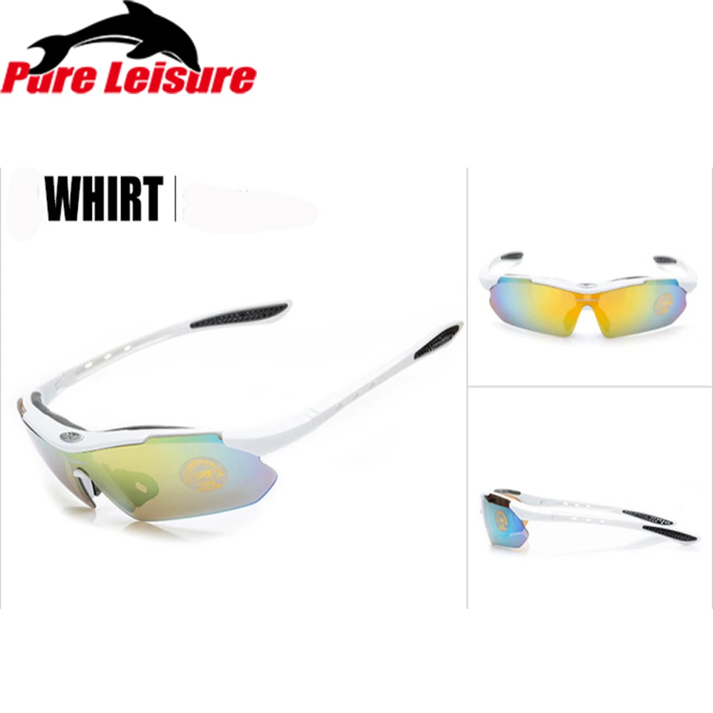 Солнцезащитные очки PureLeisure, мужские очки для рыбалки, спорта на открытом воздухе, рыбалки, походов, верховой езды, кемпинга, бега, спортивные очки, 1 комплект, 5 линз - Цвет: Белый