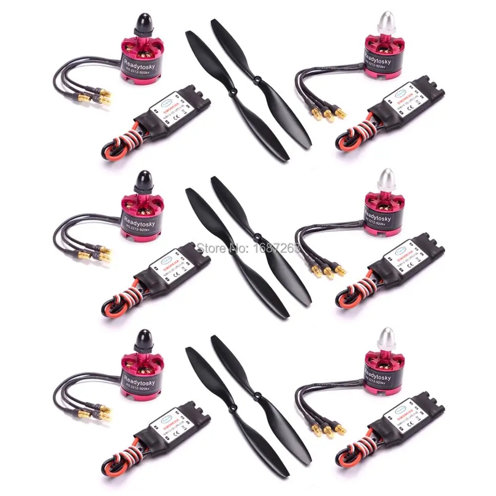 

2212 920KV CW CCW Brushless Motor 2-3S + 30A Simonk ESC w/ 5V 2A BEC + 1045 Prop for F450 F550 S550 Multicopter