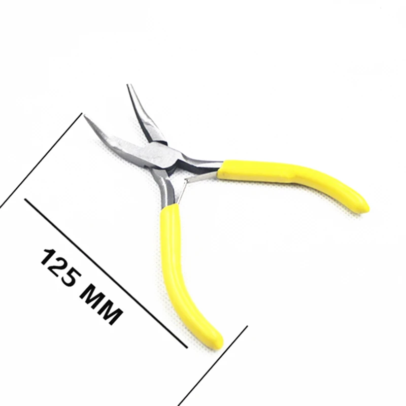 

1Pc Yellow Silver Tone Mini Flat Curved Nose Pliers Fashion Jewelry DIY Making Tool Equipment 12cm