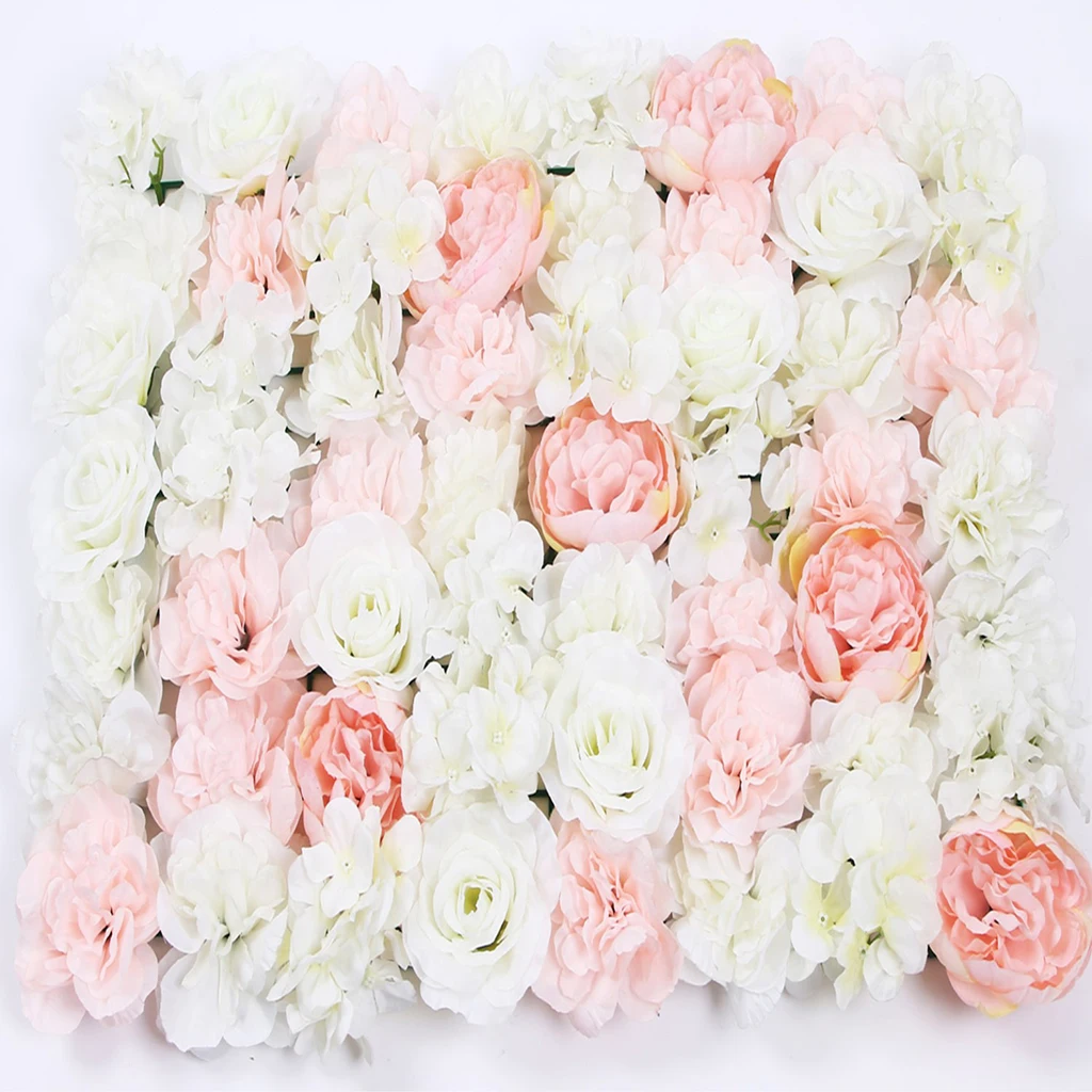 4pcs Artificial Flower Wall Panels Simulation Silk Hydrangea Peony Rose Flower Wall for Wedding Venue Party Background Decor