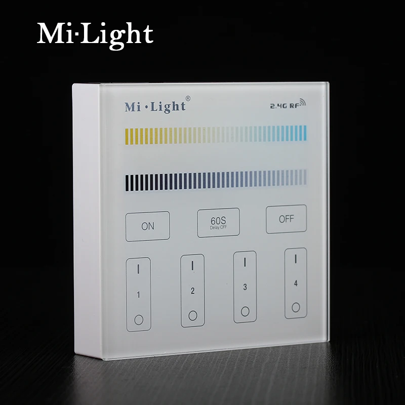 

Milight T2 AC220V 4-Zone CCT Adjust Smart Panel Remote Controller color temperature and brightness for led strip light lamp bulb