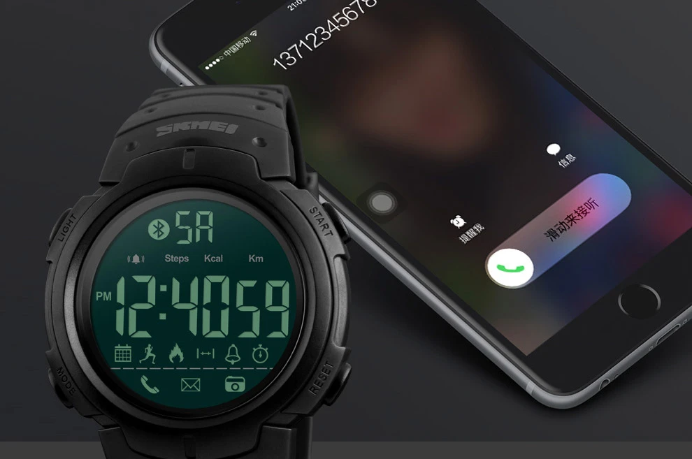 SKMEI мужские спортивные Смарт-часы Bluetooth калории модные удаленные камеры фитнес-часы 5 бар водонепроницаемые цифровые наручные часы Relogi