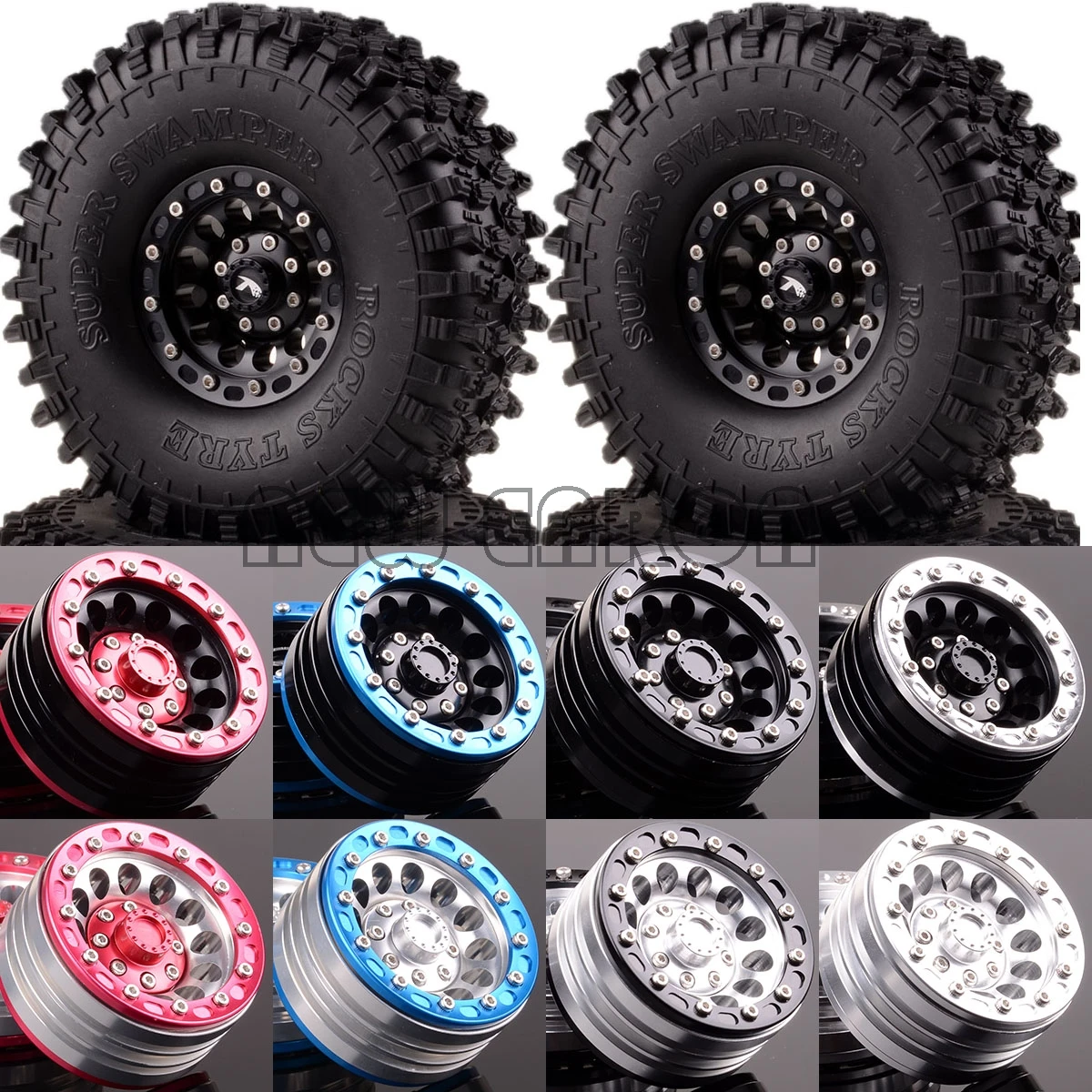 Новые металлические колеса ENRON 4 шт. 1 9 &quot обода 120 мм шины Super Swamper Rocks RC 1/10 Rock Crawler TRX4