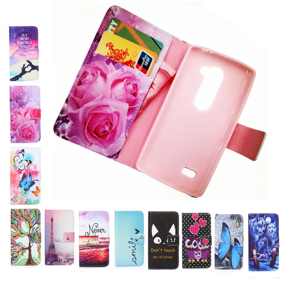 Fashion wallet Style Phone cover Beautiful Rose Flower Tower pattern Leather Case For LG LEON 4G LTE C40 H340N H320 C50 H324