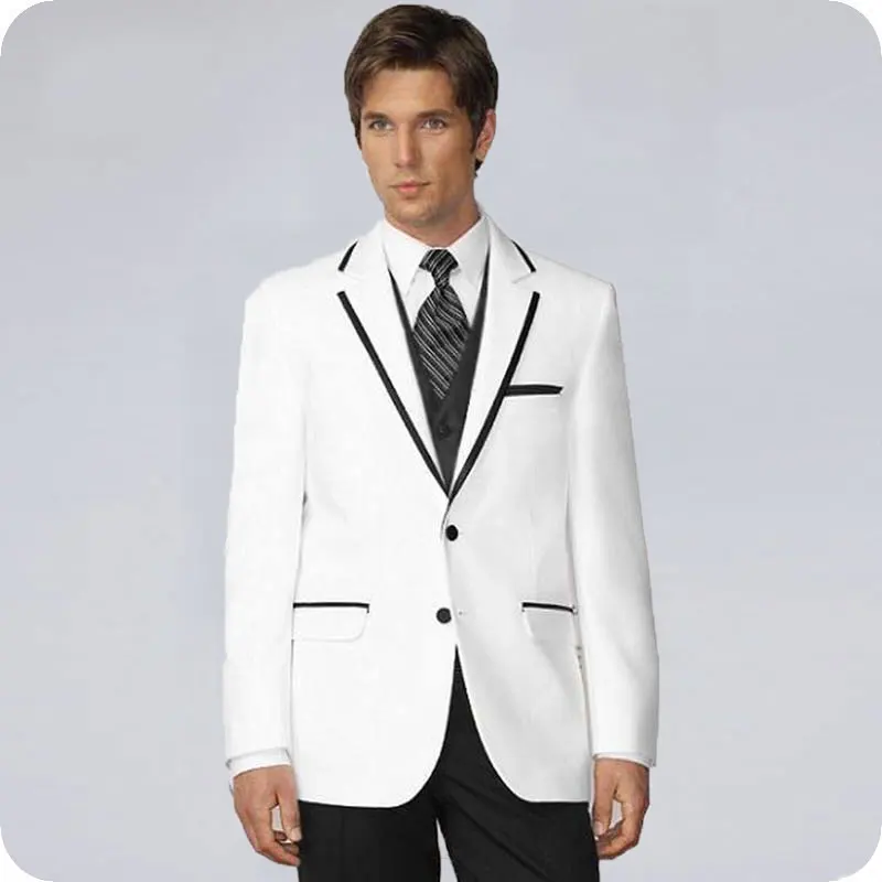 

White Men Suits for Wedding Suits Slim Fit Formal Prom Party Custom Blazer Groom Wear Tuxedos Best Man Terno Masculino 3Pieces