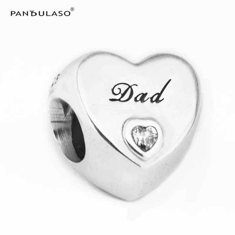 

Pandulaso CZ Heart Dad Bead Fit Silver Charm Bracelet & Necklace 925 Silver Jewelry For Women Bracelet DIY Winter Collection