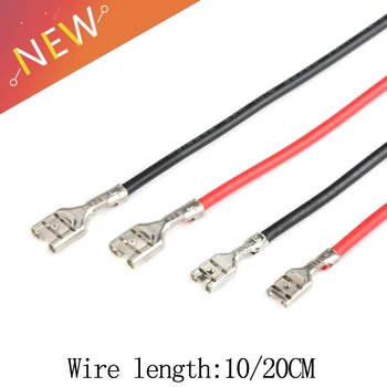 

5Pcs 6.3mm 4.8mm Female Spade Crimp Terminals 100mm/200mm 22AWG Wire With Insulating Sleeve