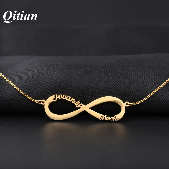 infinity name necklace gold color stainless steel choker custom