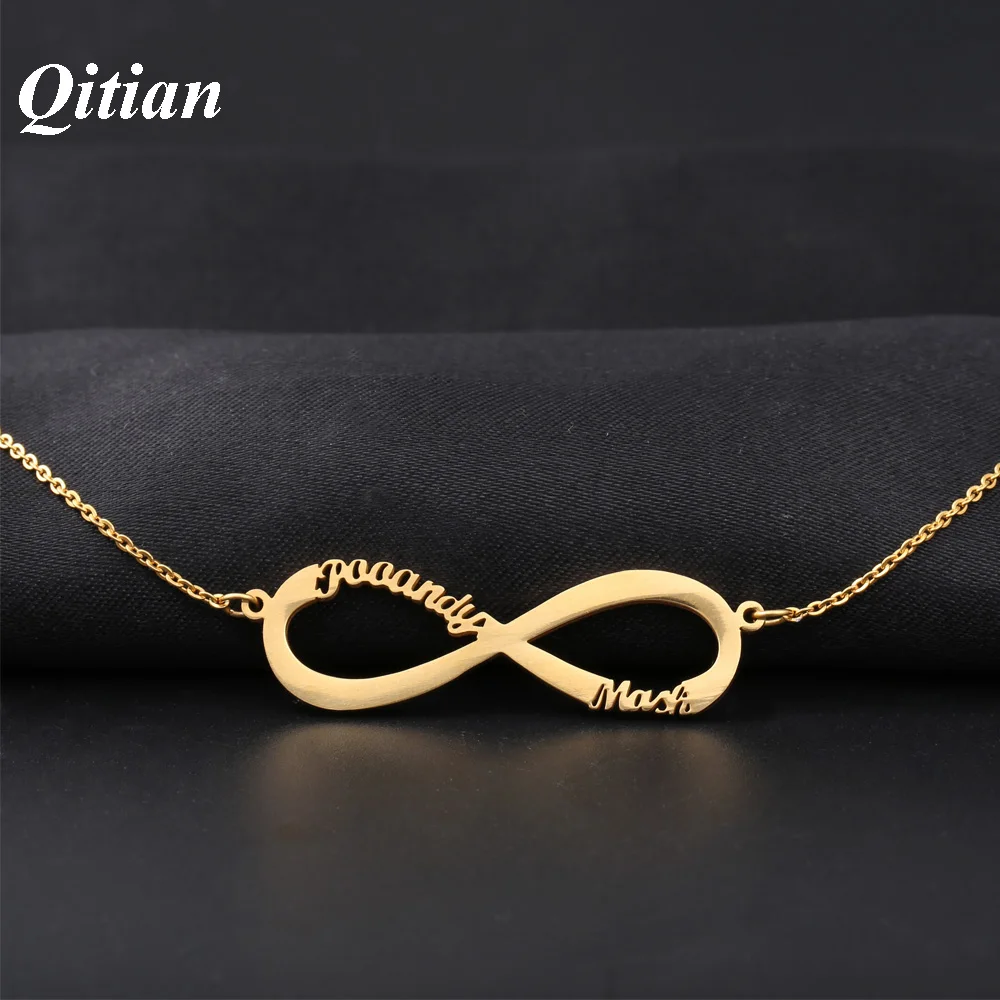 Infinity Name Necklace Rose Gold Color Stainless Steel Choker Custom Necklaces & Infinity Pendant Friendship Necklace For Friend