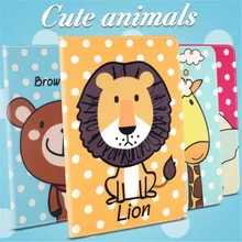 Brand quality animal prints Painted Lion Bunny Bear leather cover for ipad 2 3 4 common sleep stand tablet case