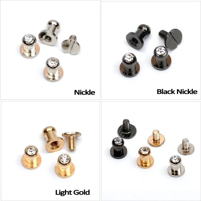 90 sets / lot ZD 025 A glass stone diamond rhinestone alloy screw