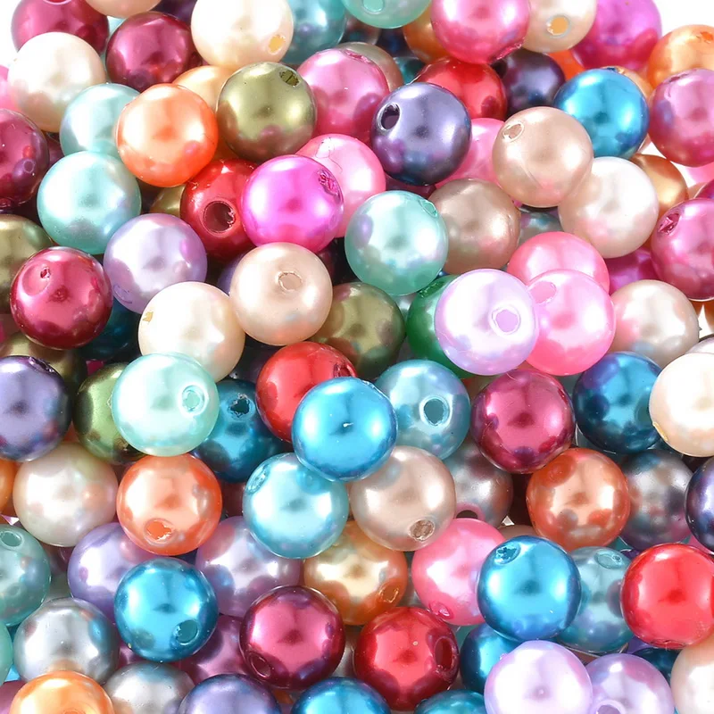 300 PCs Mixed Colorful Pearl Imitation Round Beads 8mm Dia. DIY Jewelry