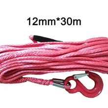 12 мм* 30 м синтетический трос лебедки с крюком UHMWPE волокна для ATV/UTV автомобилей KFI грузовиков тракторов транспортных средств