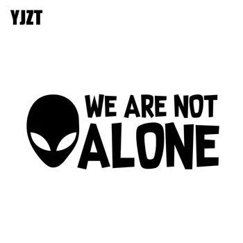 

YJZT 15.2CM*6CM ALIEN WE ARE NOT ALONE Vinyl Decal UFO Car Sticker Black/Silver C3-0494