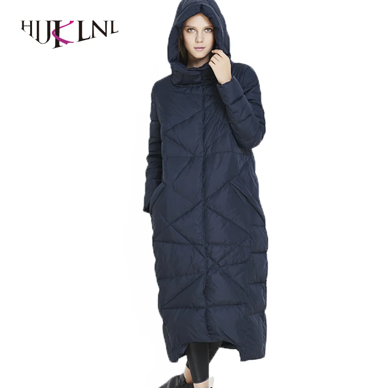 Hijklnl 2019 Новый Для женщин зимние Длинные куртки 90% Белые парки с гусиным пухом Feminina
