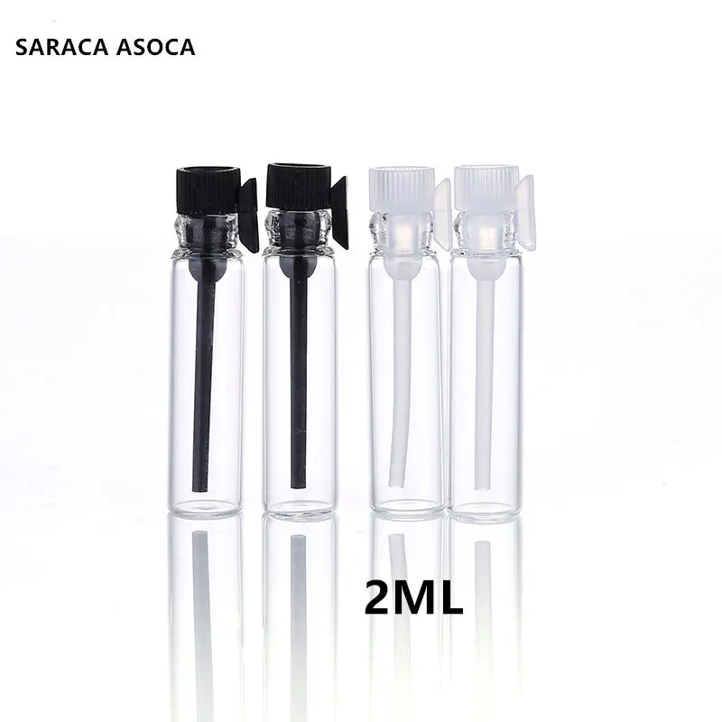 

200pcs/lot 2ML Clear Mini Glass Perfume Bottle Small Oil Spray Container 1ml Trial Installed Glass Perfume Test Tube