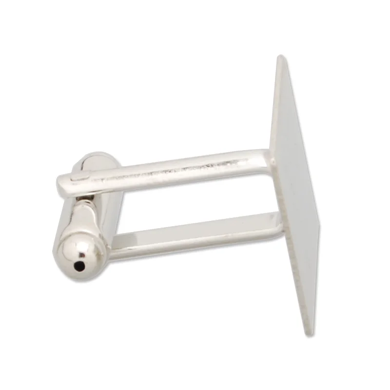 

10 pcs/lot French 15*15 mm Square Pad Cufflinks blanks, White Gold tone Brass Cuff Links Base Wholesale-C2565