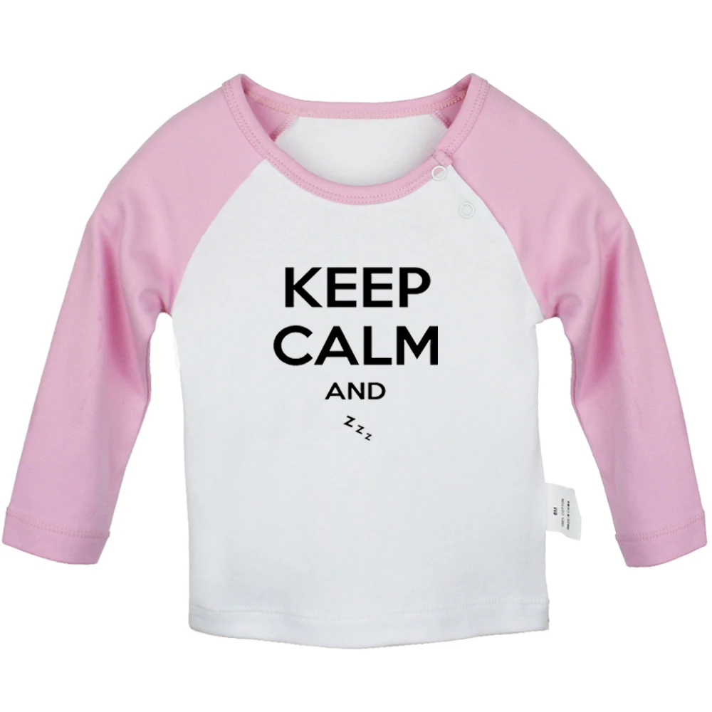 Фото Футболки с розовым дизайном для новорожденных «Keep Calm And Love Me» с рисунком реглан для малышей, цветные футболки с длинными рукавами №2