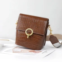 Первый слой из воловьей кожи с крокодиловой сеткой, красная кожаная сумка, женская сумка, новая Корейская версия широкополосной сумки на плечо