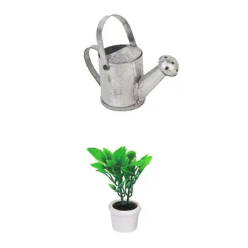 

1/12 Dollhouse Miniature Garden Accessory Green Plant in White Pot