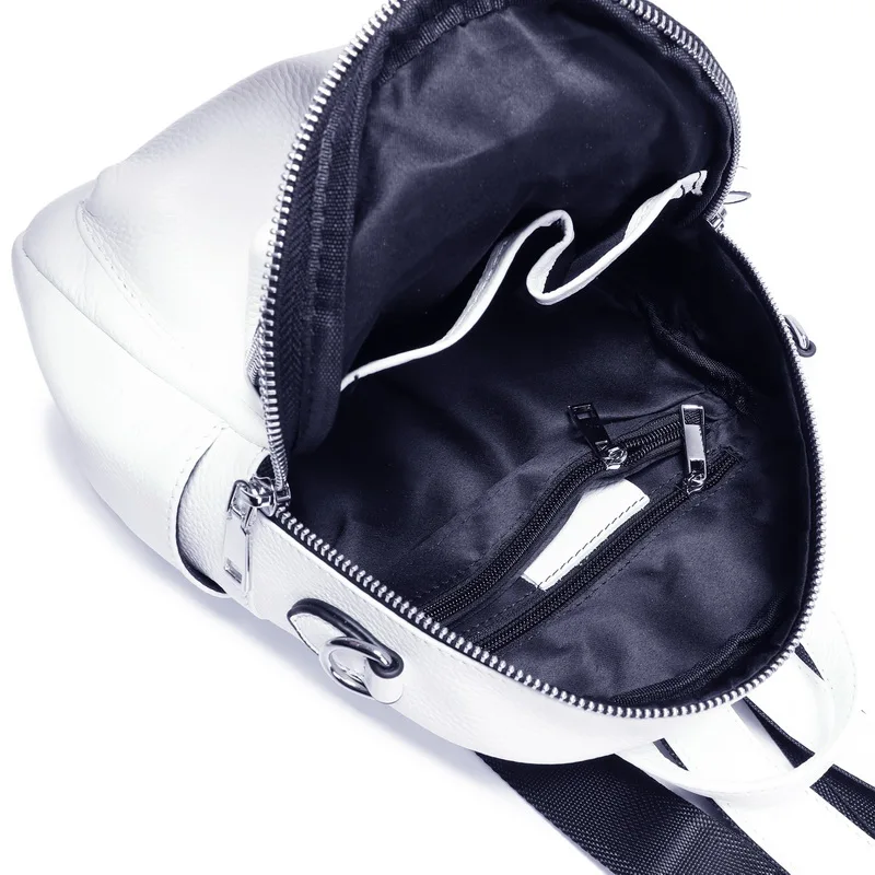  ZENCY Silver Hardware 100% Genuine Cow Leather White Women Design Backpack Lady Girl Top Layer Cowh - 4000026179369