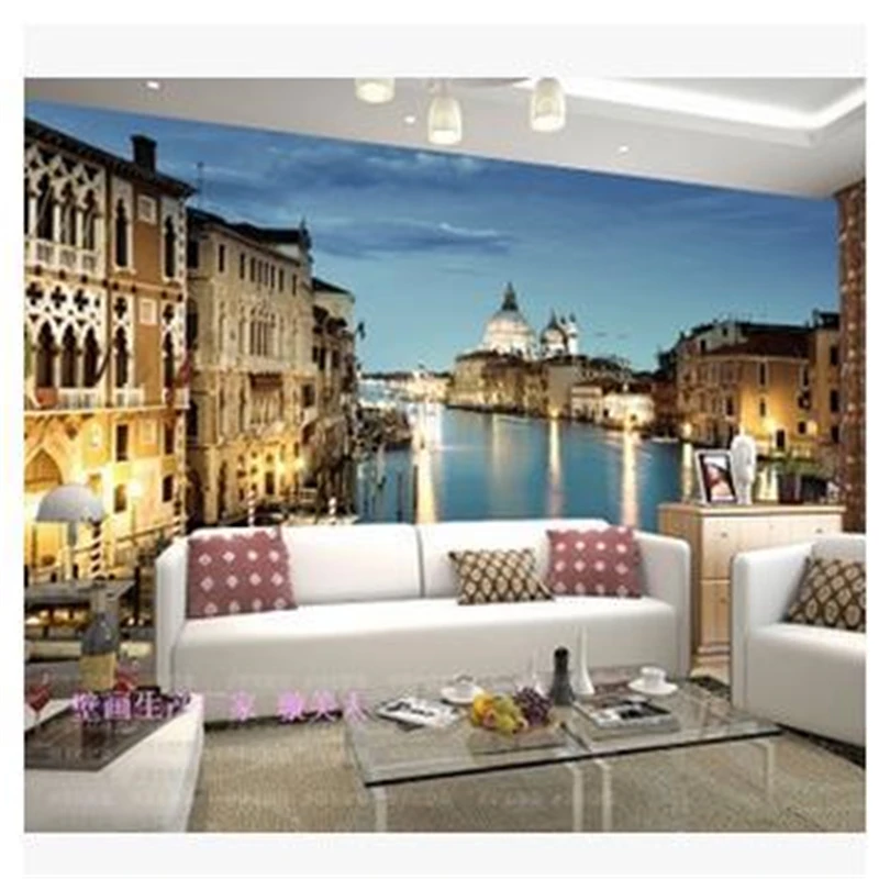 

beibehang Custom wallpaper 3d stereoscopic Venetian Night murals TV backdrop living room bedroom papel de parede 3d flooring