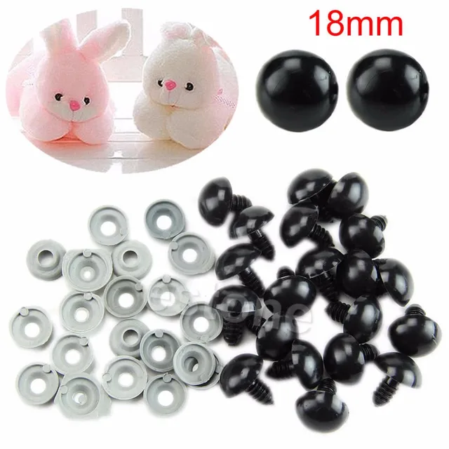 HBB 20pcs/Set 6-20mm Lovely Black Plastic Safety Eyes For Teddy Bear/Dolls/Toy Animal/Felting 3