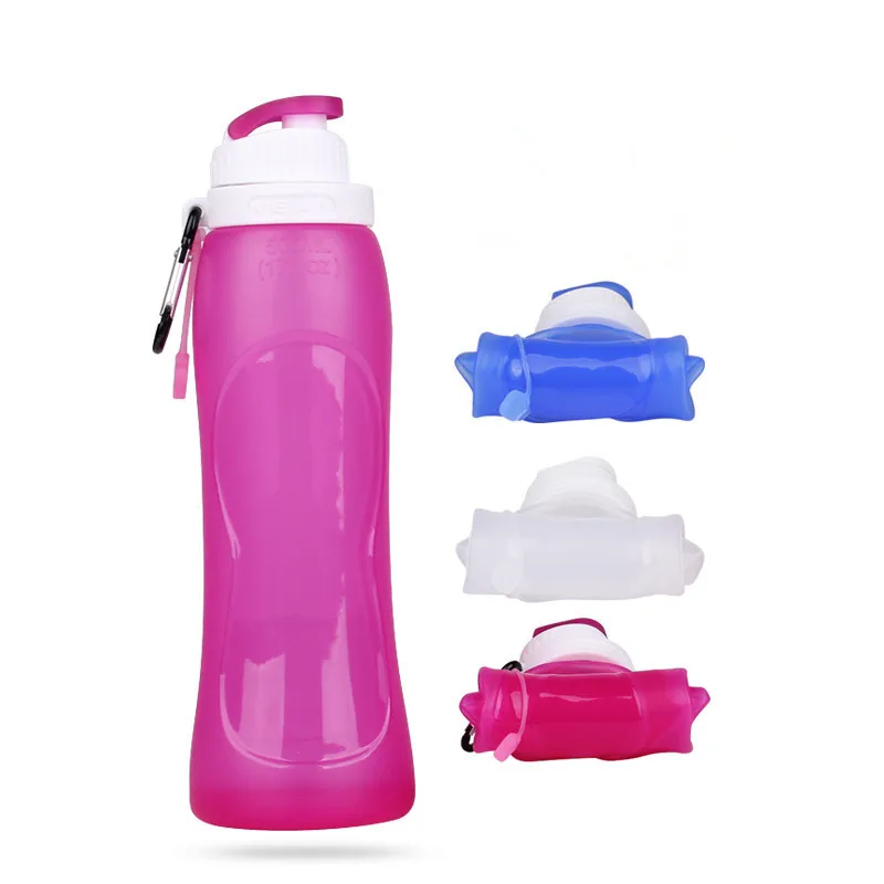 

740 Ml Cycling Running Water Drinking Bottle misting Spray Healthy Sports Cup Hot Silicone Folding Water Bottle Travel Portable