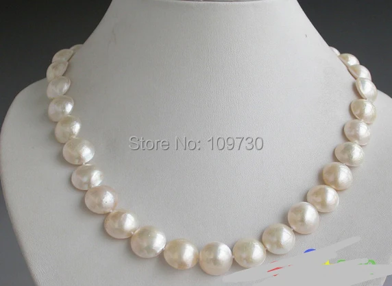 

Jewelr 003357 Real 18" 15mm WHITE SOUTH SEA MABE PEARL NECKLACE 5.5