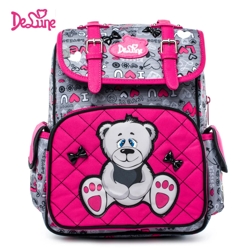 

Delune Orthopedic waterproof Children School Bag Girls Boys grade 1-4 Backpack Cartoon Mochila Infantil Large Capacity Schoolbag