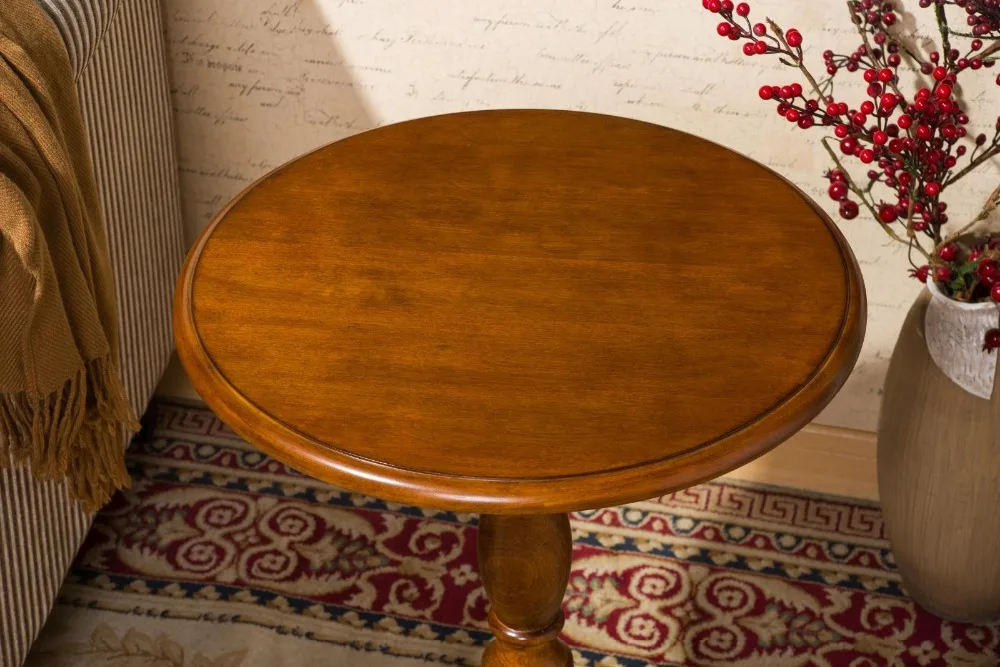 Solid wood small round table American sofa side table European minimalist round tea table Small coffee table