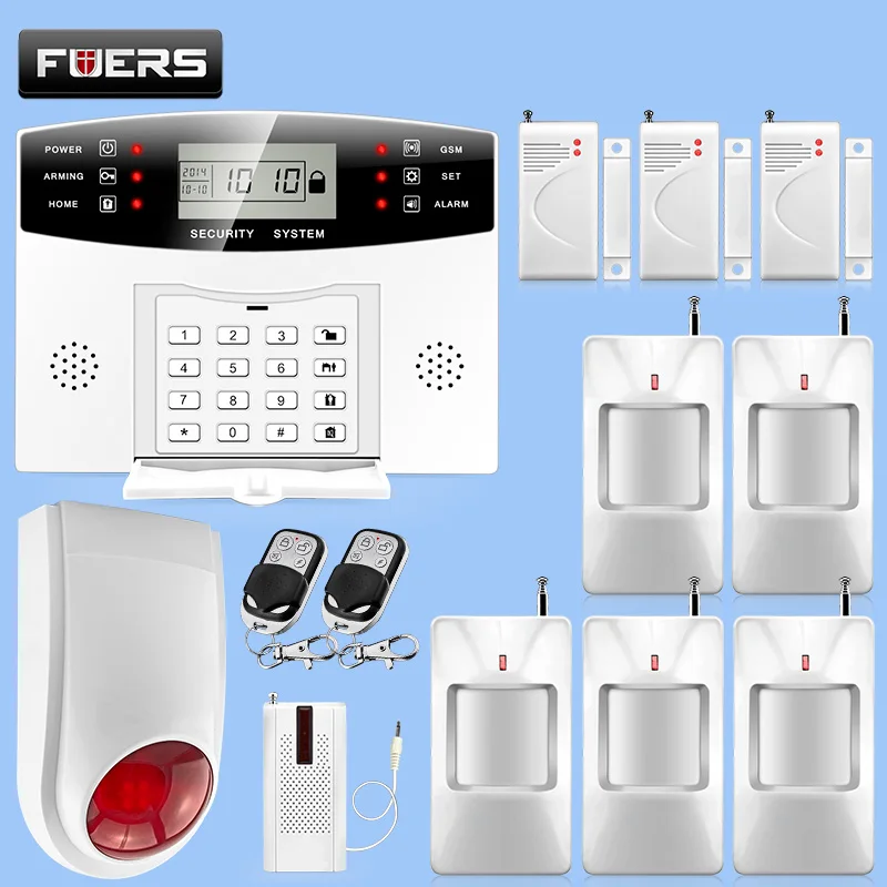 

Wireless Home Security GSM Alarm System Intercom Remote Control Auto Dial Siren Sensor Kit English Russian Voice Prompt