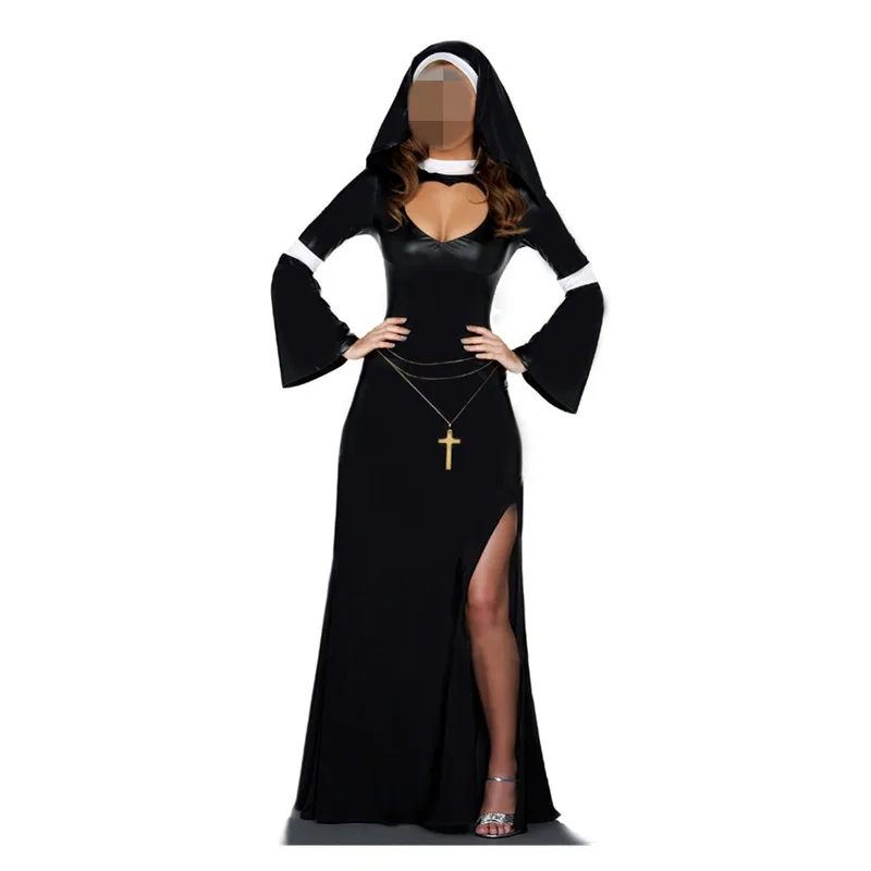 

Sexy Adult Women's Halloween Costume Sexy Mother Superior Arabia Nun Costumes Fantasy Cosplay Costume Hoodie Nuns Costume Dress