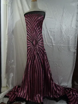 

Latest design African French net Lace Fabric with sequins David-168-1 High Quality African sequins Lace Fabric