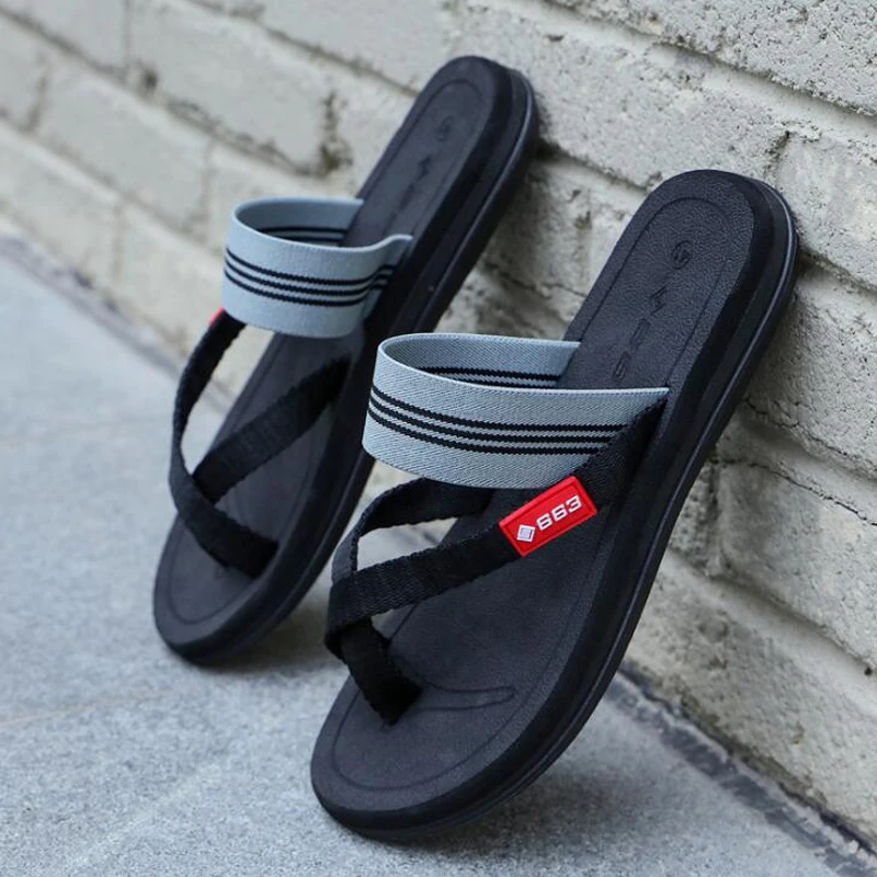 Men flip flops 2018 summer men slippers hard wearing men beach shoes high quality striped unisex