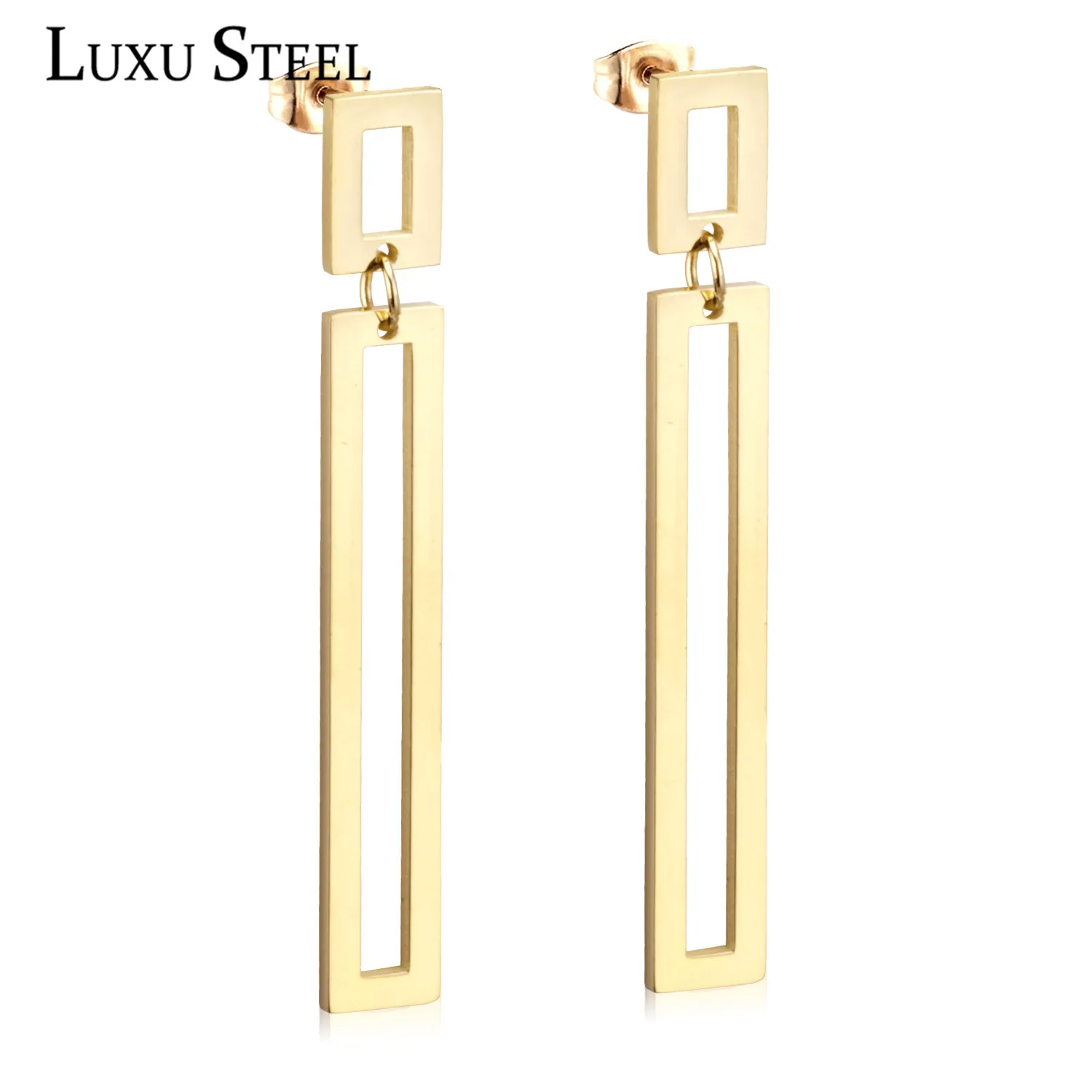 Модные серьги LUXUSTEEL из нержавеющей стали с геометрическим рисунком новинка 2018