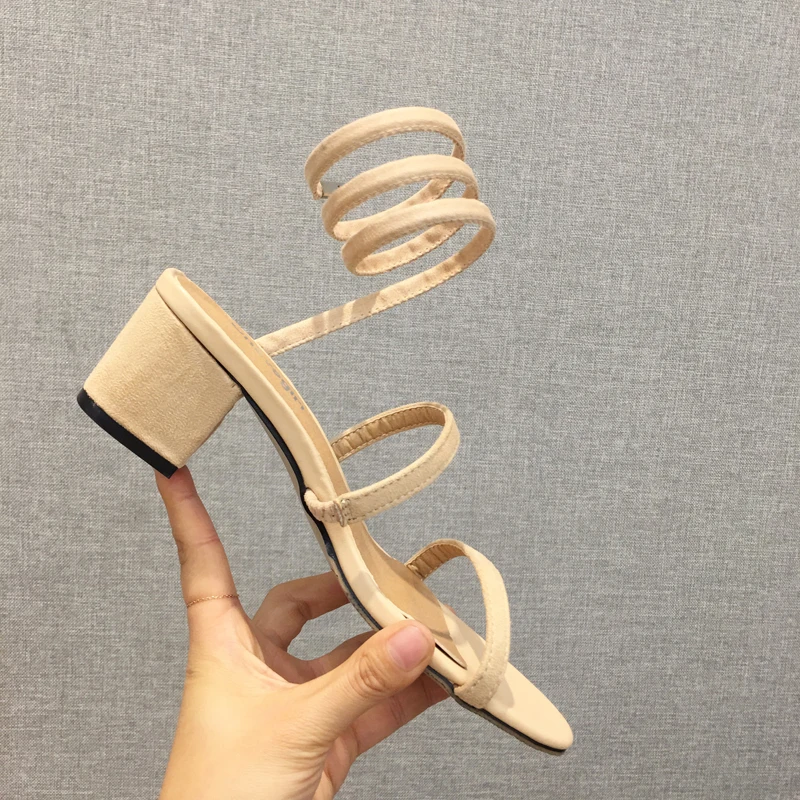 

Womens Sandals Summer 5cm Low Heel Sandals For Women Square Heels Sexy Ankle Strappy Sandals Casual Lady Shoes Women Heels
