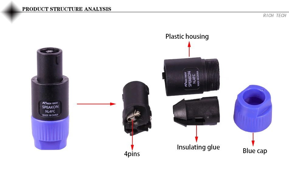 4 комплекта 4 контакта NL4FC Разъем speakON авиационный штекер+ Женский Разъем профессиональный аудио набор