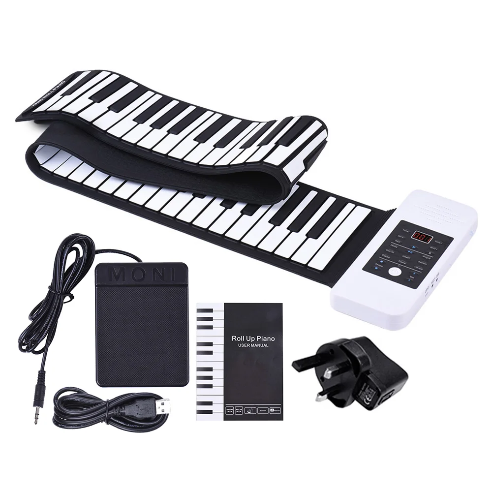 

88 Keys Roll Up Piano Silicon Hand Electronic USB Keyboard Built-in Li-ion Battery and Loud Speaker with One Pedal