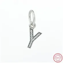 Dazzing Мода Подвески Письмо 'Y' с четкими CZ DIY Fit PANDORA талисманы Серебро 925 для женщин ювелирных изделий LW350Y