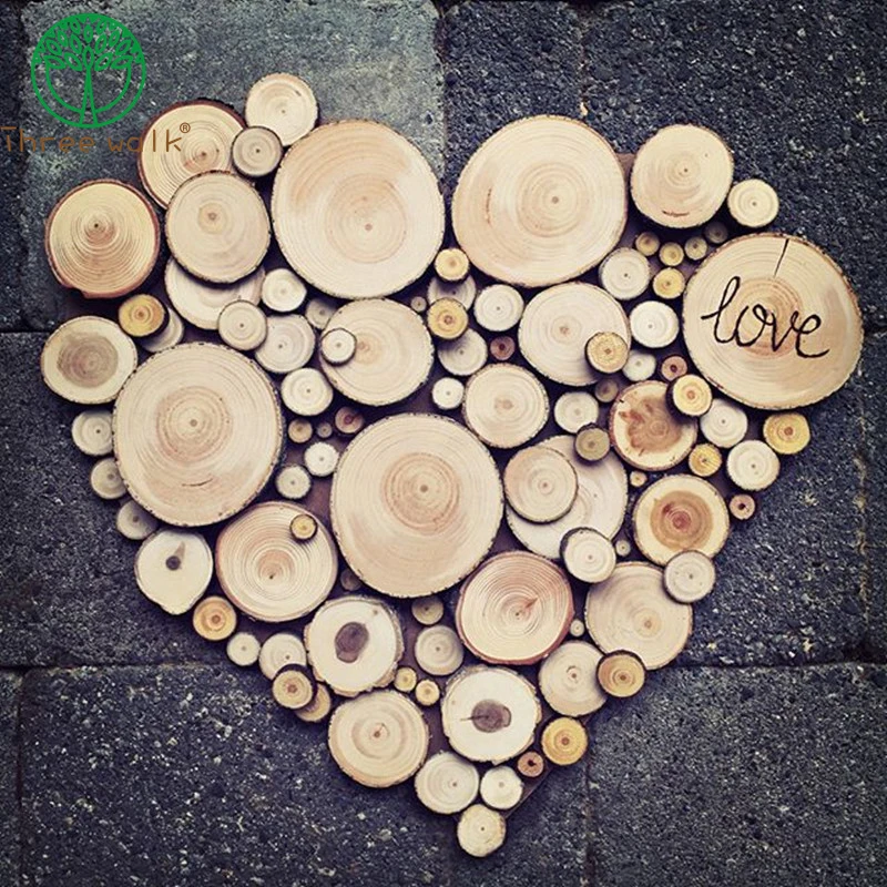 

10pcs Nature Pine Wood Chip Polished Base Handmake Craft With TreeBark Log Discs DIY Crafts Party Painting Decoration