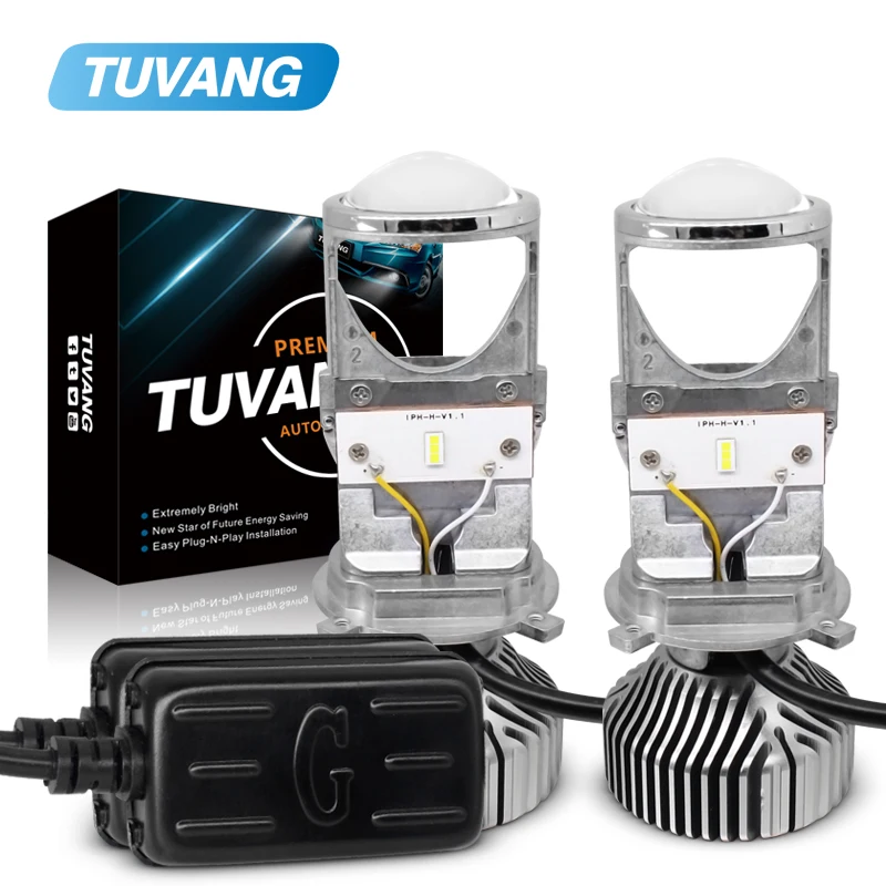 

TUVANG 70W/Pair Lamp H4 LED Mini Projector Lens Automobles LED Bulb LED Conversion Kit Hi/Lo Beam Headlight 12V/24V 5500K White