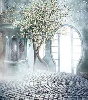 

Romantic Blear Tree Circle Window Real Castle Photography Backdrop 5x7 Wedding Photo Background Professional For Photo Studio
