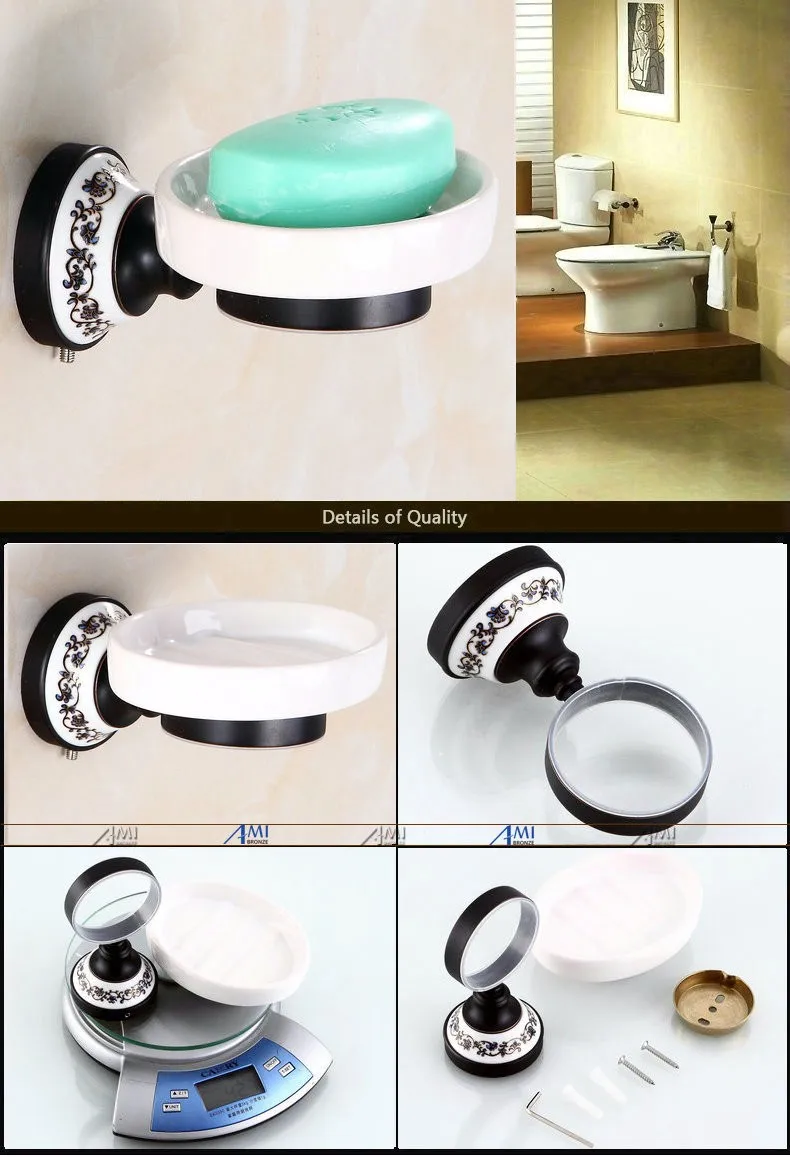 Роскошная Черная вешалка для полотенец Настенная медная бумага полотенцесушитель керамическая основа мыльница крючок для ванной комнаты