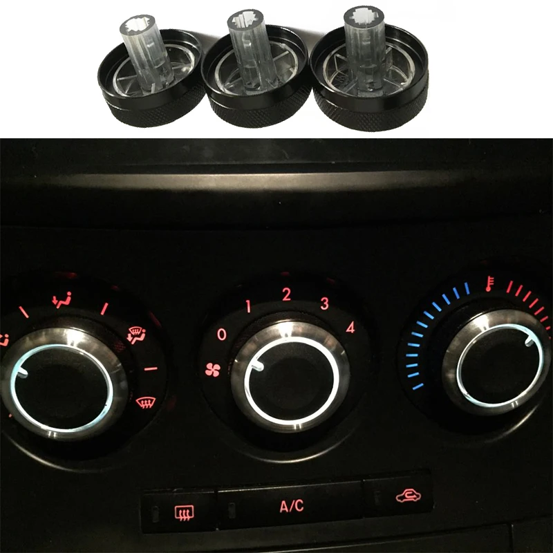 3 шт./компл. автомобиль авто кондиционера, регулятор тепла переключатель кнопки автомобильные аксессуары Алюминий сплав AC Ручка для Mazda 3 BL 2010 до 2013