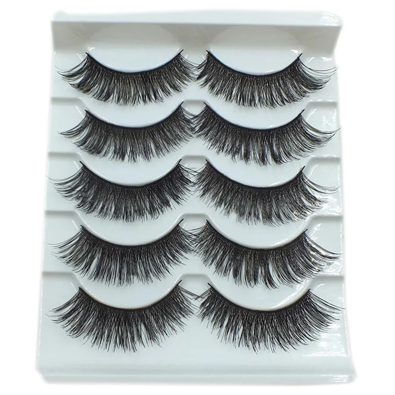 

5Pairs Makeup Long Thick Cross False Eyelashes Smokey Big Eyes Eye Lashes Extension Tools New