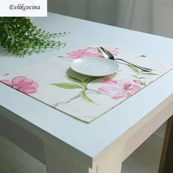 

Free Shipping Pink Flowers Placemats Dining Table Coaster Cloth Insulation Coffe Tea Cup Pad Kitchen Tovaglietta for Table